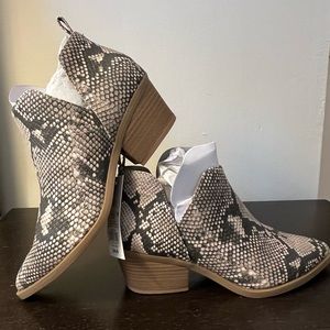 Snake print booties